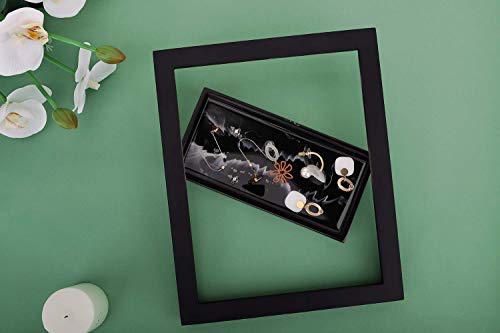 Emibele Jewelry Organizer Resin Tray, Bathroom Kitchen Dresser Vanity Tray Jewelry Dish Ring Cosmetic Organizer for Candle Perfume Soap Shampoo Small Plant Home Decor, Mini Size - Ink Black