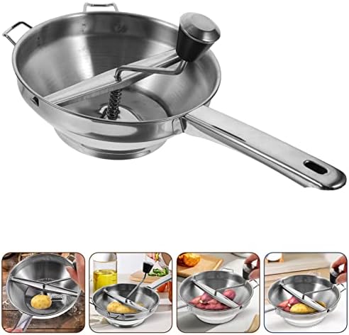 Cabilock Cauliflower Rice Ergonomic Rotary Food Mill Stainless Steel with Handle Bowl Blender Manual Potato Presser Ricer for Sauce Applesauce Puree Mashed PotatoesBaby Food Ricer