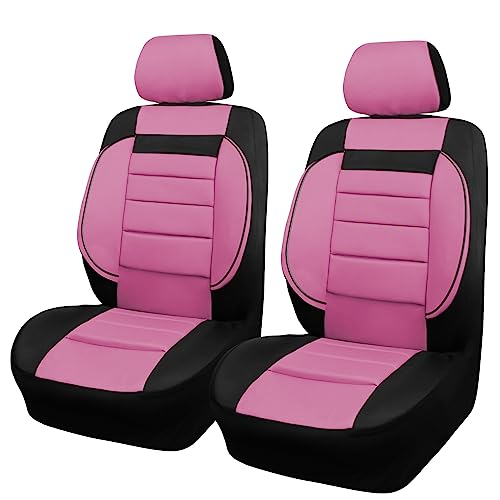 CAR PASS 6PCS 3D Foam Cushion Back Support Universal Fit Elegance Car Seat Covers Front Seats Only,for Automotive SUV,Van,saden,Trucks Airbag Compatible(Black and Pink) Women Comfortable “Cute Girly