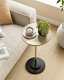 Round Side Table, Small Drink Table for Small Spaces, Modern Accent End Table with Metal Leg for Living Room, Bedroom, Corners, and Office (Gold)