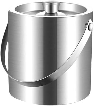 304 Steel Double Walled 1.6 liter Ice Bucket Covered Freezer gin919