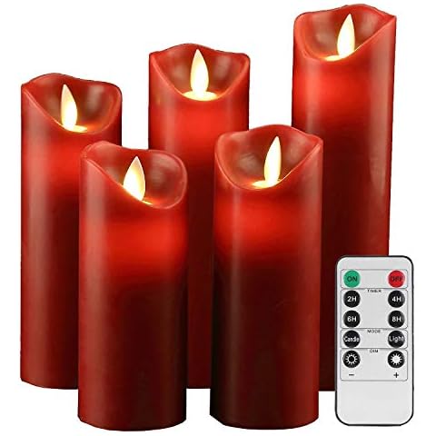 LED Kerzen,Flammenlose Kerzen 12/15/17/20/22CM Set aus 5 Echtwachs Cover