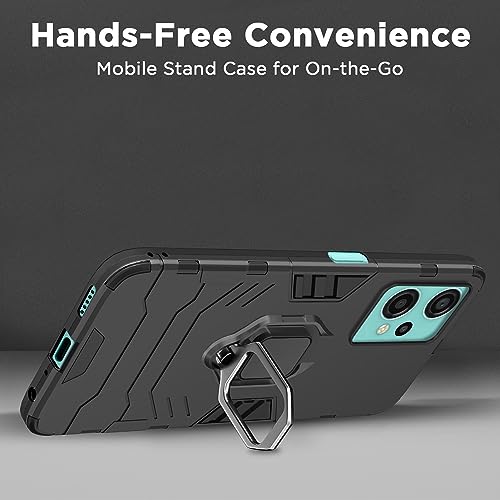 Image of Pikkme OnePlus Nord Ce 2 Lite 5G Back Cover | D5 Tough Armor Bumper | 360 Protection Case | Ring Holder Stand Case for OnePlus Nord Ce 2 Lite 5G (Black)