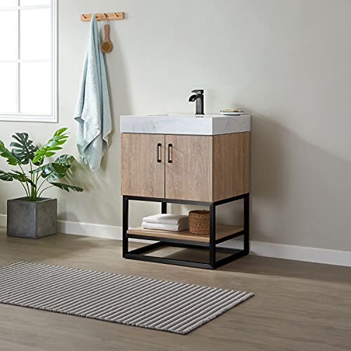 Vinnova Alistair Bathroom Vanity, 24 Inches, North American Oak Finish #TOP2
