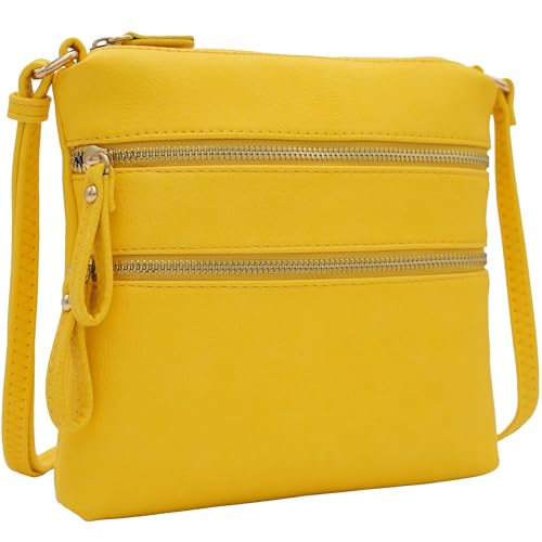 Image of Solene Small Multi Zipper Pocket Crossbody Bag with Adjustable Strap, Lightweight Travel Purse, Daily Small Messenger Pouch