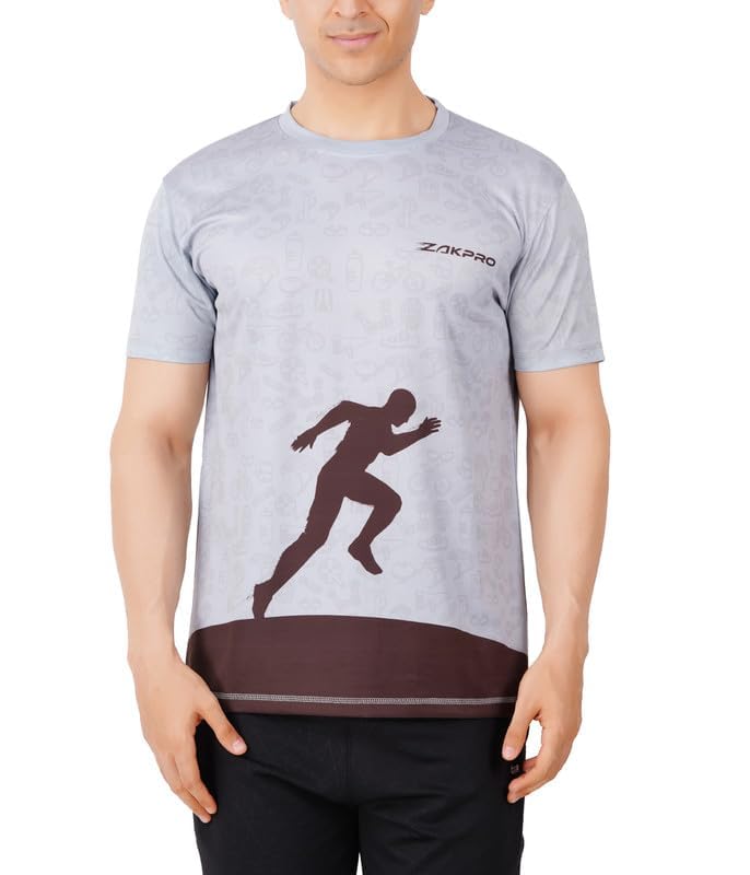 Image of ZAKPRO Sports T-Shirt for Men | Sports fit | Sports tee for Men | Polyester Active Wear | Running | Gym Workout wear | Stretchable Fabric