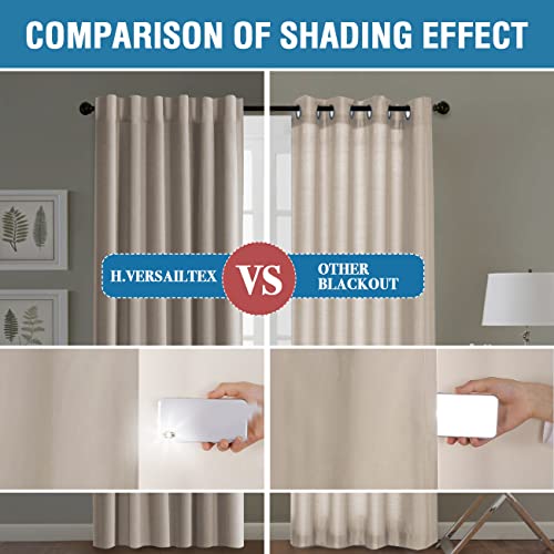 100% Blackout Curtains For Bedroom With Black Liner Full Room Darkening Curtains Thermal Insulated Back Tab/Rod Pocket Window Treatment Drapes For Living Room, 2 Panels, 42 X 84 Inch, Natural Sand #TOP5