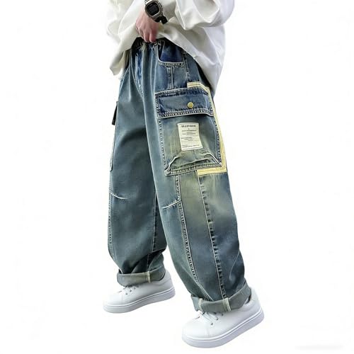 Jean baggy pour garçon style urbain hip hop en denim léger pour l'été
