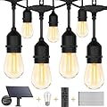 ZJOJO 60FT Solar String Lights Outdoor Waterproof, Solar Lights Outdoor with 15 Shatterproof Bulbs IP65, Patio Light for Outside Decor