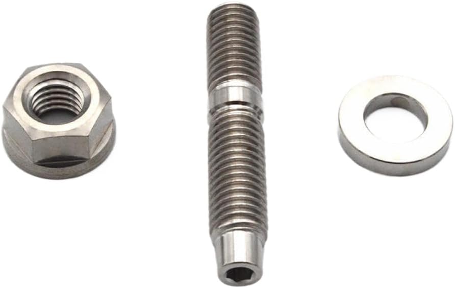 JNTITANTI TI-6AL-4V GR5 Titanium Turbo Mifold Exhaust Stud Kits with Nut Washer M8 1.25 45mm(Ti 1setM8X1.25X45SH)