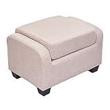 Photo Gallery yjyjy poltrona pouf ottomana con schienale morbido in tessuto di lino con 4 gambe in legno per soggiorno, camera da letto, ufficio Photo Gallery yjyjy poltrona pouf ottomana con schienale morbido in tessuto di lino con 4 gambe in legno per soggiorno, camera da letto, ufficio