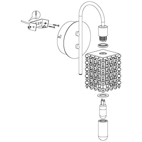 EGLO Lampa ścienna LED Almonte, lampa ścienna łazienkowa, lampa łazienkowa z metalu w kolorze chromu i kryształu w kolorze przezroczystym, lampa LED do wilgotnych pomieszczeń, ciepła biel, G9, IP44