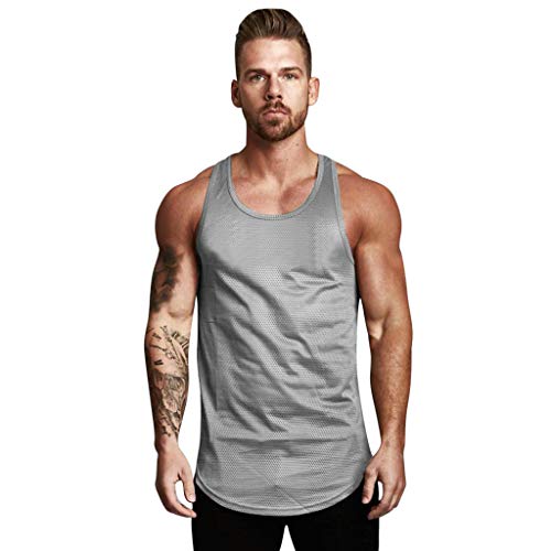 KINGOLDON Men's Sleeveless Tank T-Shirt Mesh Breathable Bodybuilding Sport Fitness Vest Outdoor t