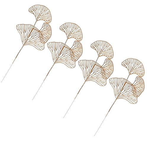 ARTSEWPLY Artificial Gold Leaves Faux Greenery 4pcs Small Decorative Leaf