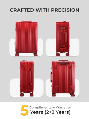 Image of EUME 100% Aluminium Cabin Trolley Bag Small for Travelling 50cm | Durable High-End 8 Silentrun 360 Degree Spinner Wheels System | Premium Trolley Bag Small for Travel (Inferno Red)