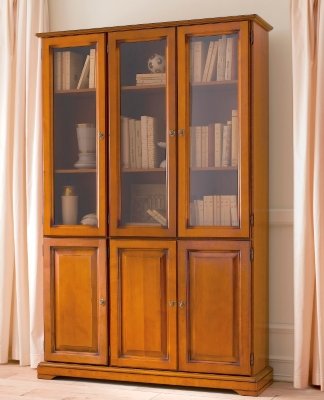 ACTUAL DIFFUSION Alsace Bibliothèque Merisier Louis Philippe 6 Portes Vitrées, Bois, 33x119,6x182,2 cm