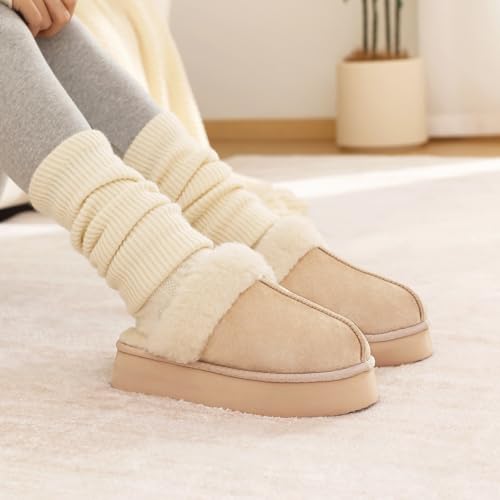 Image of Litfun Fuzzy Memory Foam Slippers for Women Indoor Outdoor House Shoes