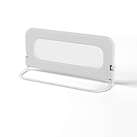 Vista 9 de Barandilla de protección para cama de bebé para niños pequeños, altura ajustable de 32 pulgadas, barandilla de cama abatible, barandilla lateral