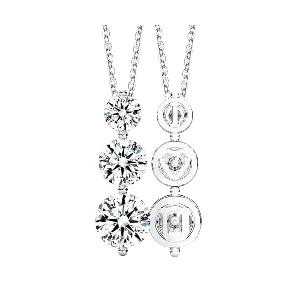 Moissanite Necklace for Women Three-Stone Trilogy Pendant I Love You Sterling Silver Lab Created Gem Jewelry for Her Gift for Wedding Anniversary Birthday to My Wife Daughter Girlfriend Mom