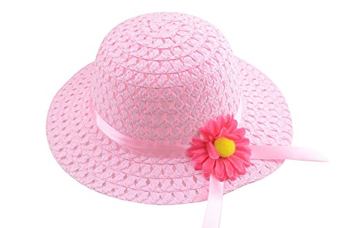 Mackur Enfants Bébé Chapeau de Paille Chapeau de Soleil été avec Bord de Fleur Anti-Soleil Plage Chapeau Chapeau pour Été Plage Loisirs Voyage Chapeau Cover