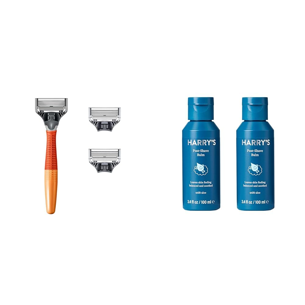 Harry's Shaving Razors for Men includes a Razor and 3 Razor Blade Refills (Ember) & Post Shave - Post Shave Balm for Men - 3.4 Fl Oz (Pack of 2) (packaging may vary)