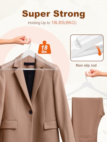 HOUSE DAY White Wooden Hangers 10 Pack, Solid Wood Hanger with Non Slip Pant Bar, Heavy Duty Wooden Coat Hanger for Closet, Smooth Finish Wood Clothes Hangers for Shirts, Suits Jackets, Dress