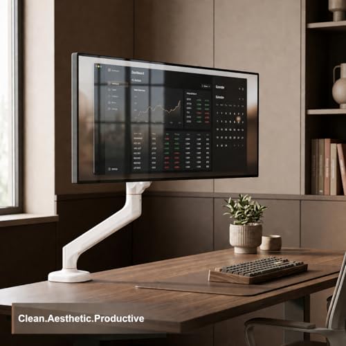 Image of iVOOMi Single Monitor Gas Spring Arm, Fits 15-34 inch Screens, Holds up to 12kg, Dual Mount C Clamp & Grommet, VESA Mount 75x75 & 100x100mm, 360 Rotation Lift /Tilt /Swivel /Rotate