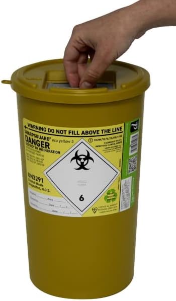 2X Sharpsguard Sharps Bin 5 litre - Yellow (Multi Pack)
