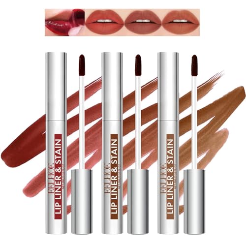 Dulele 3PCS Colour Peel Off Lip Liner Stain Set, Natural Instant Peel Off Lip Stain, Waterproof Lip Tint Stain Non-stick Cup Peel Off Lipstick Lip Makeup for Women (C)