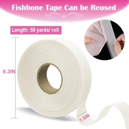Image of 50 Yards Fishbone Hem Tape, Banroll Tape for Sewing Narrow Hem