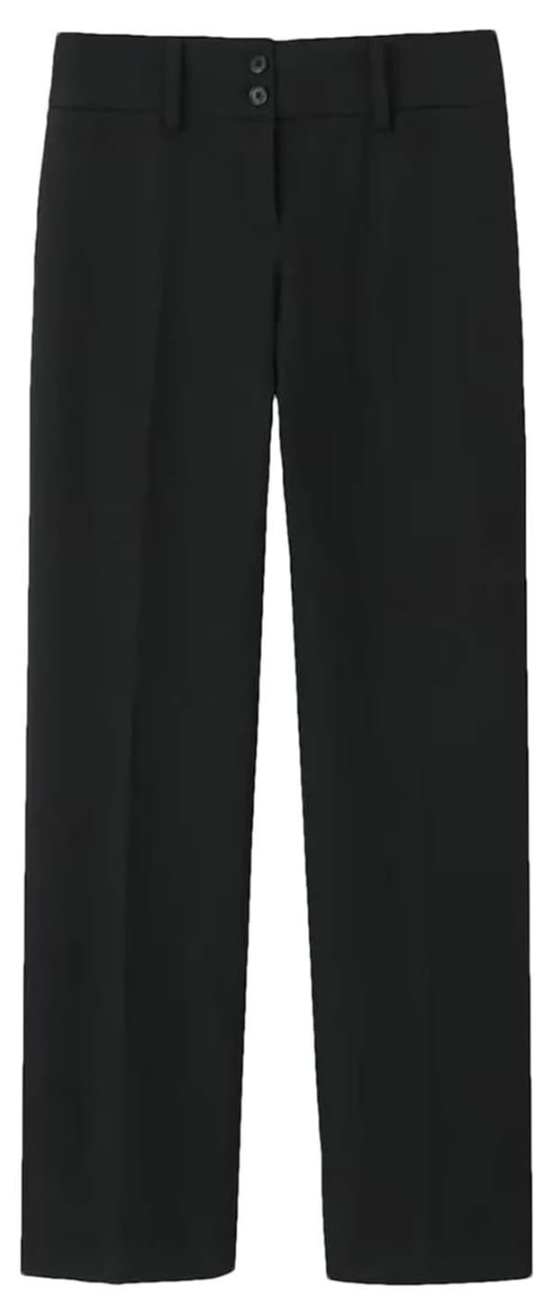 Womens Autumn Winter Low Waist Slim Button Solid Color Casual Straight Pants