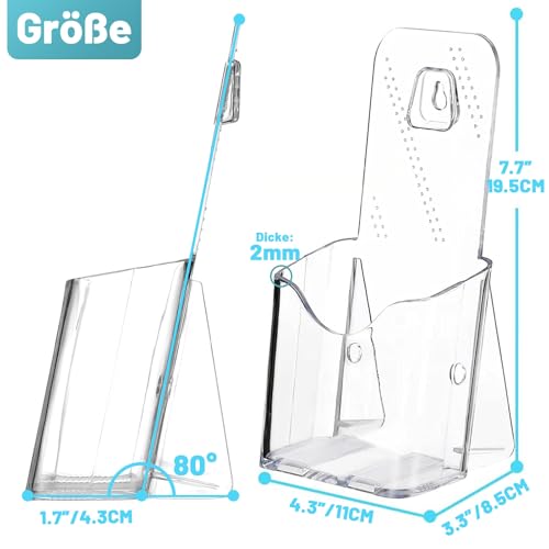 Viymgit 6 Stück DIN Lang Flyerständer – Transparente, standfeste Tisch-Prospekthalter für DL Flyer & DIN A6 Postkarten, Trifold Flyerhalter, glasklar