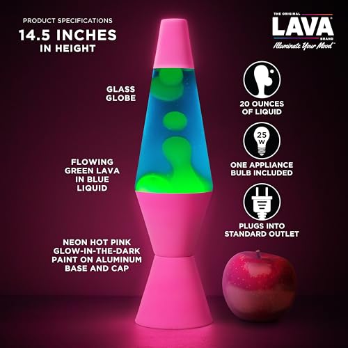 Image of Lava The Original Lamp - 14.5 inch Neon Pink - Classic Liquid Motion Lamp - Green /Yellow and Blue Liquid - Item #2383 (Amazon Exclusive)