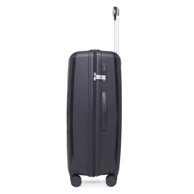 Image of SWISS MILITARY Maze 75CM Hard Trolley Bag, 106L Large Polypropylene Luggage, TSA Lock, 360 Dual Wheels, Anti-Theft Zipper, Branded Interior, Strong Handle, Long Trip Travel Suitcase, 5-Year Warranty