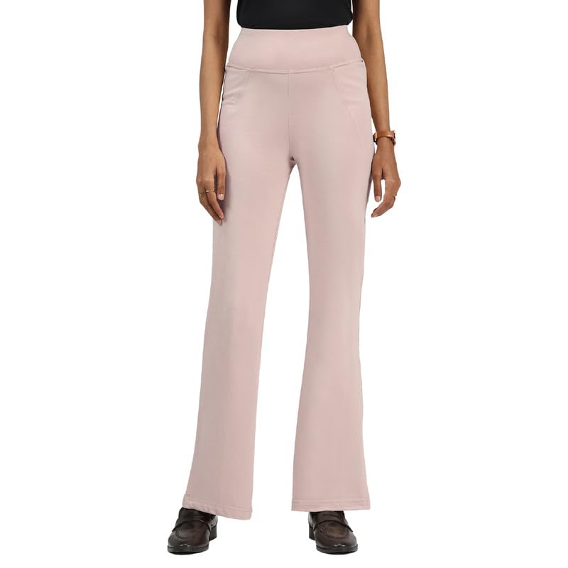 Image of Blissclub AM:PM Cotton Flare Pants for Women Above 5'5 ft Tall | Wide Waistband, 4 Pockets | Bell Bottom Pants and high Waist Trousers for Office wear