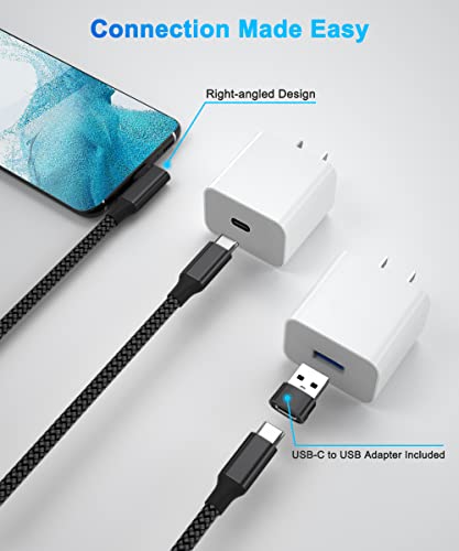 Image of Elebase Right-Angled USB Type C to C 100W Cable 10FT with USB A Adapter, Black