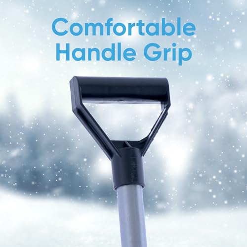 Image of Superio Kids Snow Shovel Plastic Small Shovel for Snow Removal with Wooden Handle Heavy Duty 12 inch Blade, Blue 2 Pack