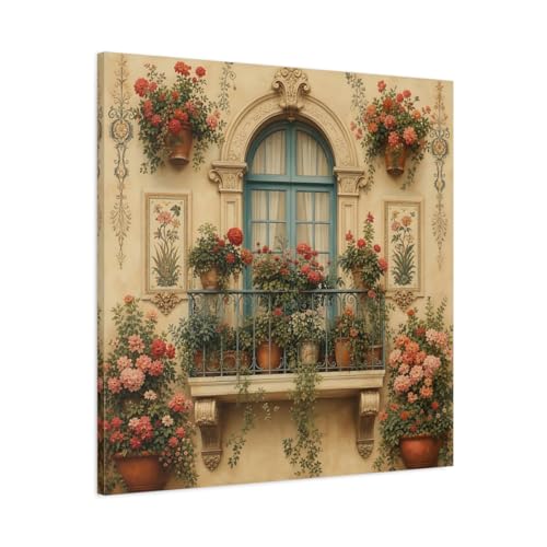 Toile imprimée fleurs haut de gamme 80x80 cm sur châssis de 3 cm pour décoration murale salon