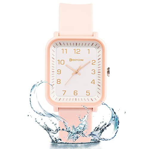 Edillas Kids Teens Watch Analog For Girls Boys,50M Waterproof Stylish Watch For Kids,Students Teens Girls Boys With Soft Silicone Strap Watch For Kids Teens Over 8 Years Old (Pink) #TOP17