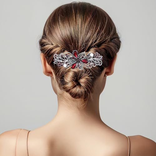 Pinzas para el cabello vintage para mujer con flores retro, cristales, moños y hojas, set de 3 unidades miniatura 5