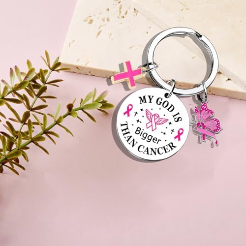 Breast Cancer Keychain Gifts for Women Cancers Awareness Accessories Cancers Care Gift for Women Inspirational End of Chemo Gifts Christmas Spiritual Keychains Survivor Gift Recovery Keychain image 5