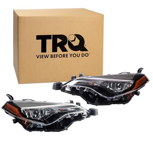 TRQ Headlight Assembly Set Headlights Driver & Passenger Side Compatible with 2017-2019 Toyota Corolla TO2502249 TO2503249
