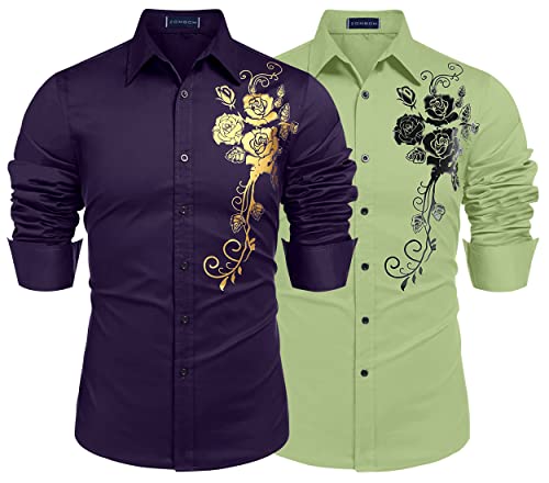 Image of Zombom Men's Regular Fit Cotton Blend Printed Full Sleeve Casual Shirts