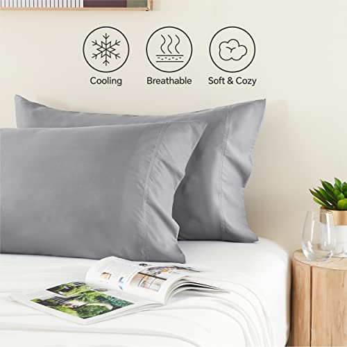 Image of BEDELITE King Pillow Cases Set of 2, Rayon Derived from Bamboo, Silver Grey | Cooling and Breathable Pillow Cover for Hot Sleepers & Night Sweats, Silky Soft Cozy, Envelope Closure, 20x36 Inches
