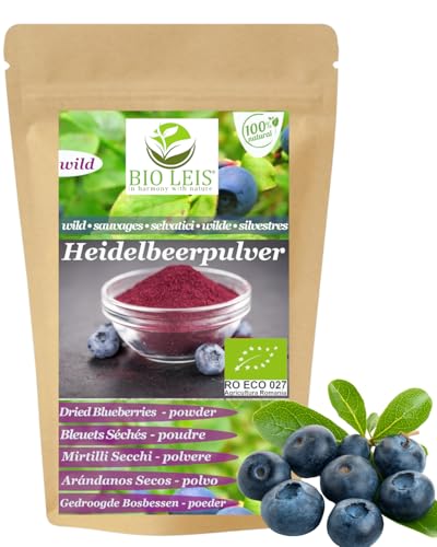 Wild Heidelbeerpulver 200 g I BIO I 100% Natürlich I 100% aus wilde Heidelbeere I Fruchtpulver ohne Zucker I Naturbelassen