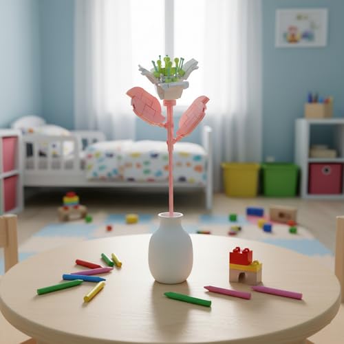 Image of STEM Lily Flower Building Blocks Set (106 Pcs, 12-in-1) | DIY Flower Pen Stand Kit for Kids 6+ Years (Boys & Girls) | Creative Craft & Learning Toy | Ideal Gift for Kids