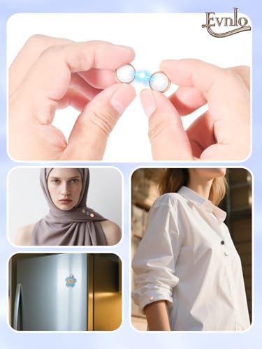 Image of Evnlo 12 Pairs Strong Hijab Magnets, Thin Pinless Magnetic Hijab Pins for Scarf, Shirt, Veil, Dress- No-Snag Matte, Multi-Use for Women