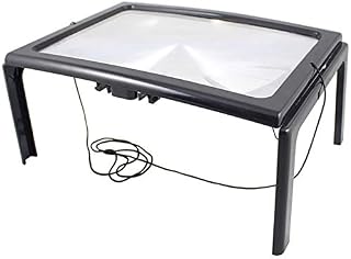 Large A4 Reading Magnifier with 4 LED Light,3X Full Page Magnifying Glass Foldable Desktop Stand Magnifier Hands-Free Rectangular Loupe Reading Aid for Seniors Low Vision Book Magazines Newspapers Map