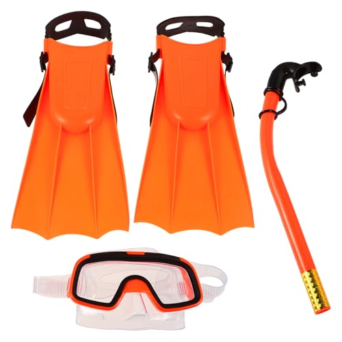 Abaodam Child Diving Gear 3-in-1 Snorkeling Kit Mask Fins and Snorkel Semi-Dry Diving Glasses for Boys and Girls Safe Swimming Accessories