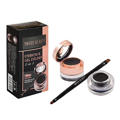 Image of SWISS BEAUTY Matte Eyebrow &Gel Eyeliner 2 In 1, Eye Makeup, Black-01, 7G And Swiss Beauty Bold Eye Super Lash Waterproof Mascara, Eye Makeup, Black-01, 7.5Ml